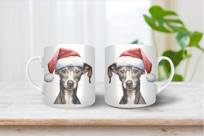 kis olasz agár mintás karácsonyi bögre 2