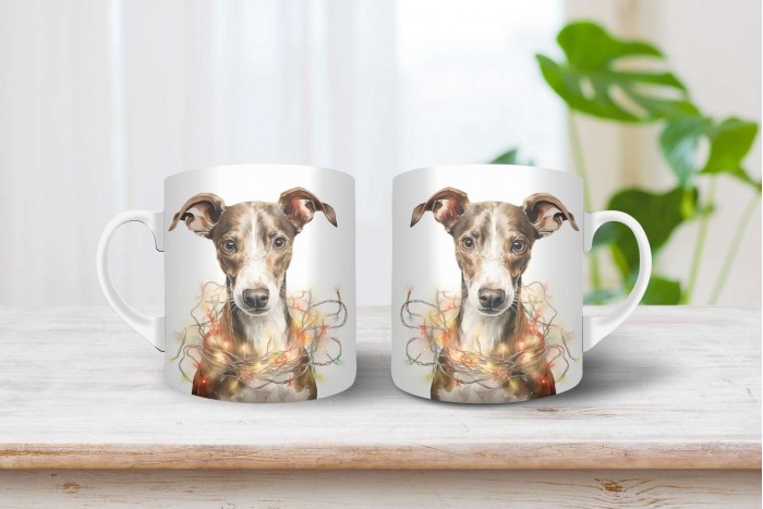 kis olasz agár mintás karácsonyi bögre 2