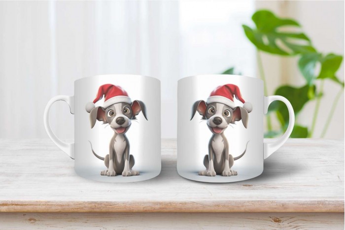 kis olasz agár mintás karácsonyi bögre 2