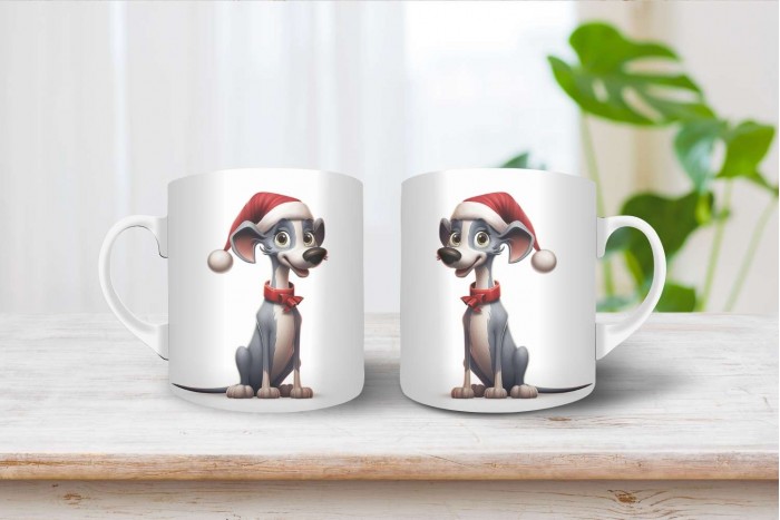 kis olasz agár mintás karácsonyi bögre 2