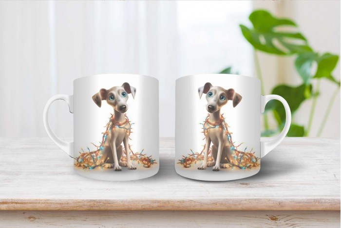 kis olasz agár mintás karácsonyi bögre 2