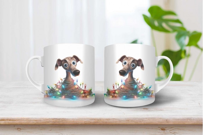 kis olasz agár mintás karácsonyi bögre 2