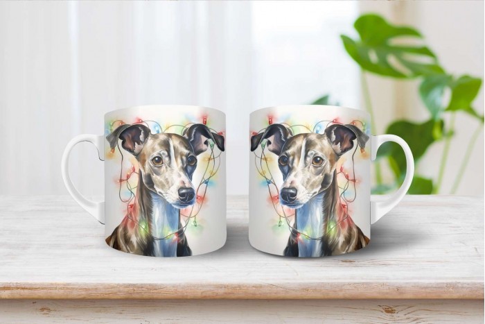 kis olasz agár mintás karácsonyi bögre 2