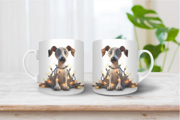 kis olasz agár mintás karácsonyi bögre 2