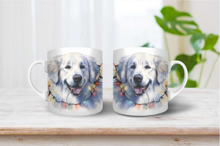 kuvasz mintás karácsonyi bögre 2