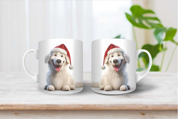 kuvasz mintás karácsonyi bögre 2