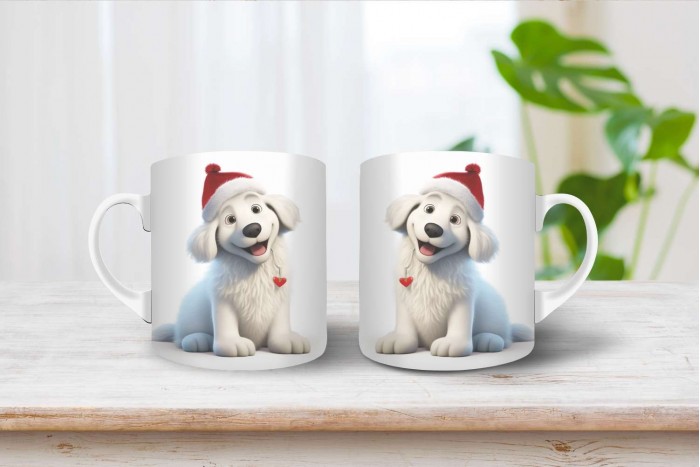 kuvasz mintás karácsonyi bögre 2