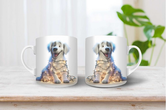 kuvasz mintás karácsonyi bögre 2