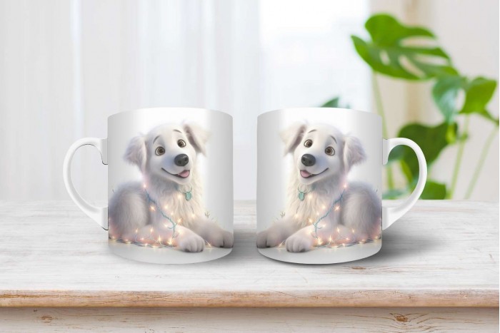 kuvasz mintás karácsonyi bögre 2