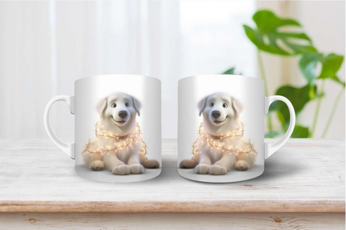 kuvasz mintás karácsonyi bögre 2