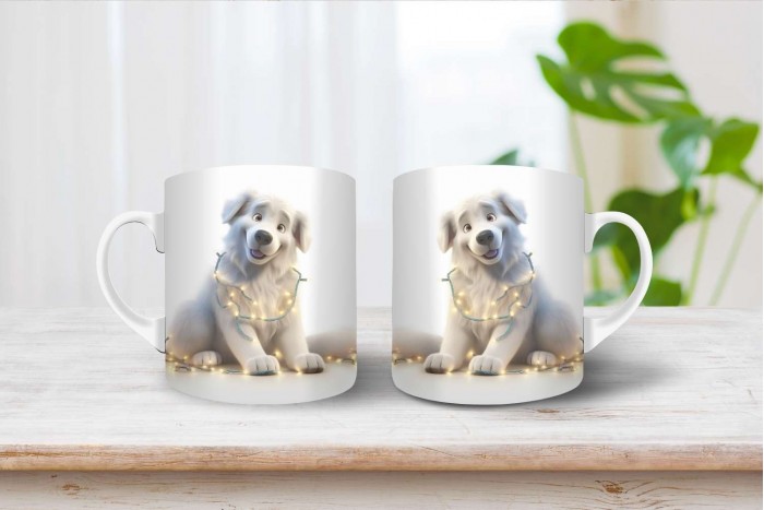 kuvasz mintás karácsonyi bögre 2