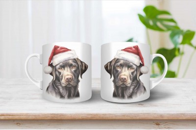 Labrador mintás karácsonyi bögre