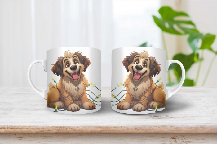 leonbergi mintás karácsonyi bögre 2