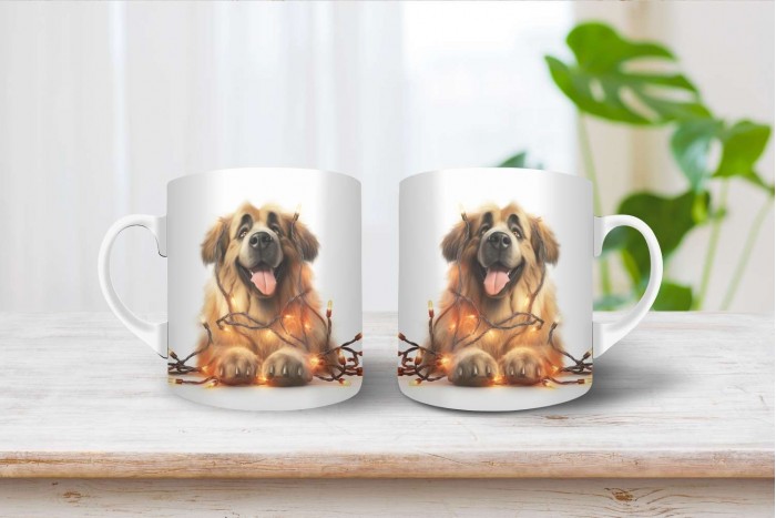 leonbergi mintás karácsonyi bögre 2