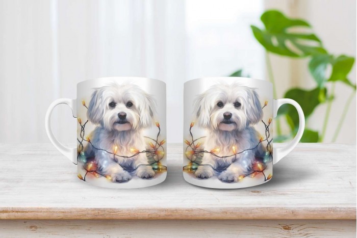 máltai selyemkutya mintás karácsonyi bögre 2