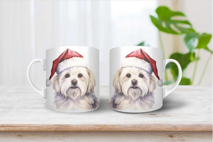 máltai selyemkutya mintás karácsonyi bögre 2