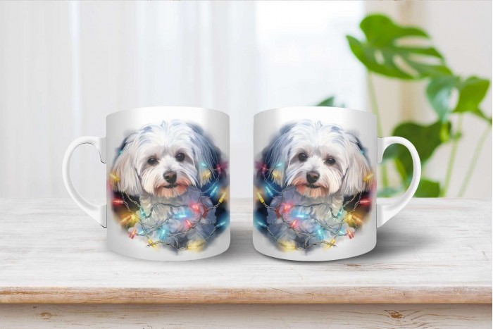 máltai selyemkutya mintás karácsonyi bögre 2