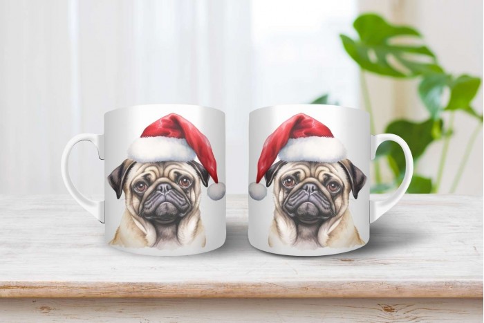 mopsz mintás karácsonyi bögre 2