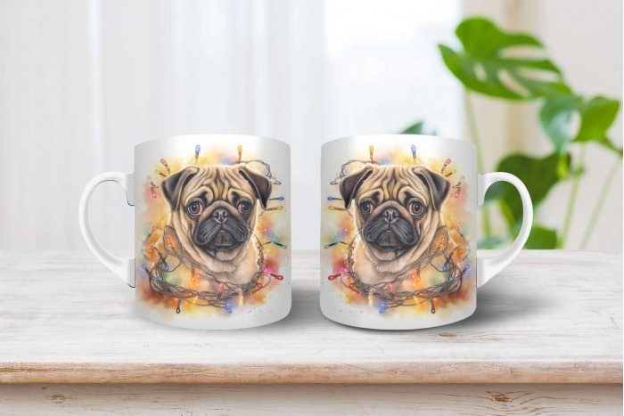 mopsz mintás karácsonyi bögre 2