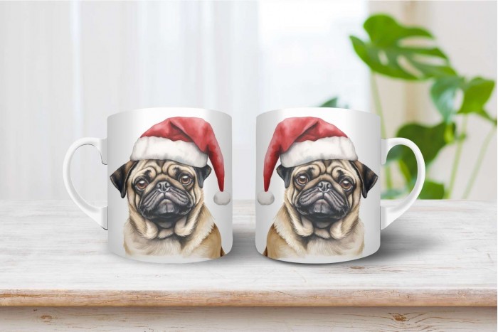 mopsz mintás karácsonyi bögre 2