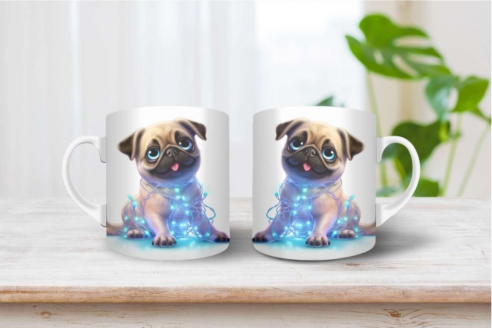 mopsz mintás karácsonyi bögre 2