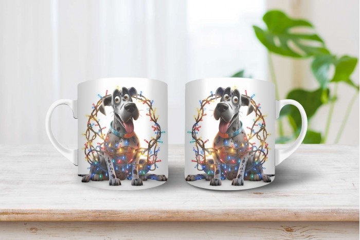 német dog mintás karácsonyi bögre 2