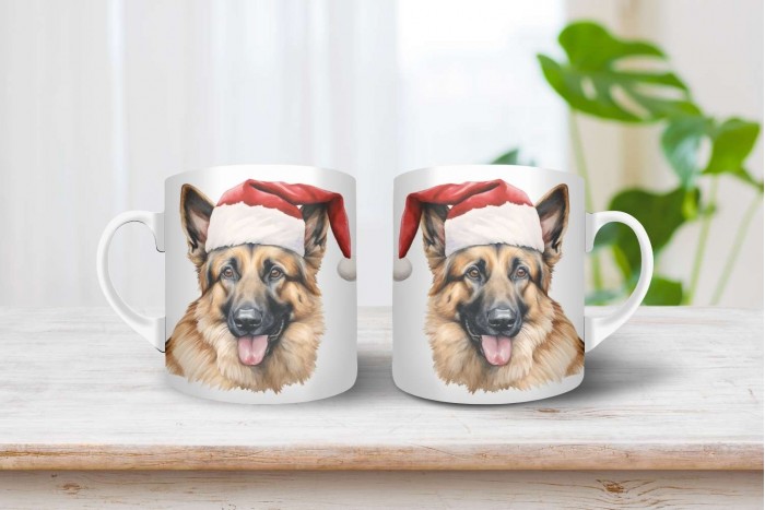 németjuhász mintás karácsonyi bögre 2