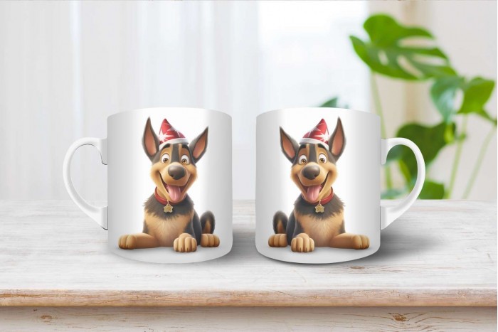 németjuhász mintás karácsonyi bögre 2