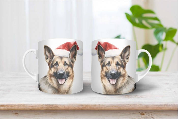 németjuhász mintás karácsonyi bögre 2