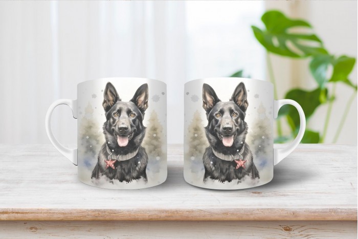 ordas színű németjuhász mintás karácsonyi bögre 2