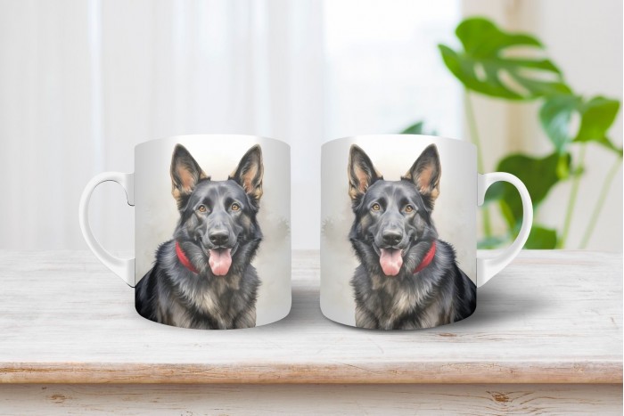 ordas színű németjuhász mintás karácsonyi bögre 2