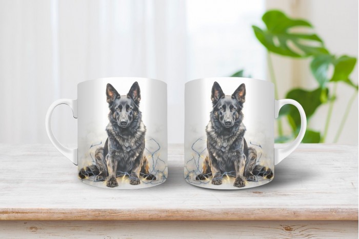 ordas színű németjuhász mintás karácsonyi bögre 2