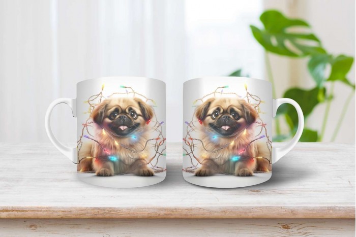 pekingi palotapincsi mintás karácsonyi bögre 2