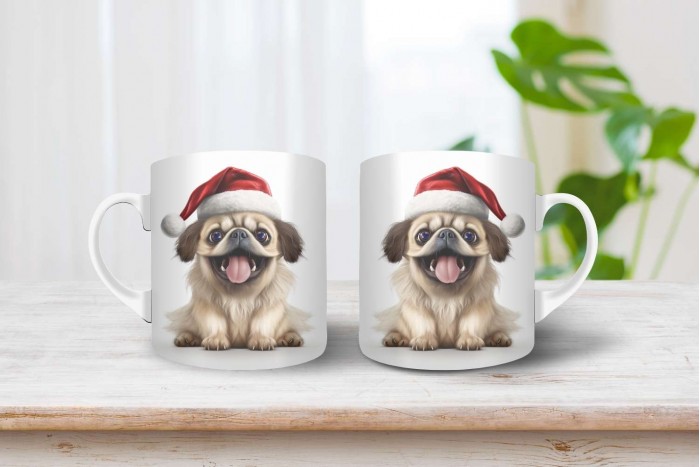 pekingi palotapincsi mintás karácsonyi bögre 2