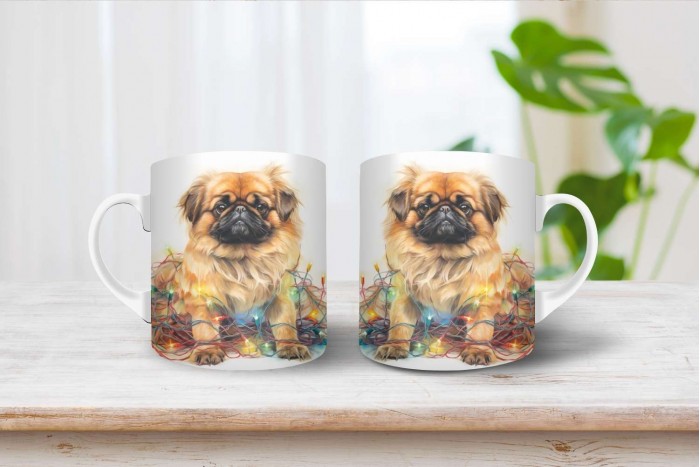 pekingi palotapincsi mintás karácsonyi bögre 2