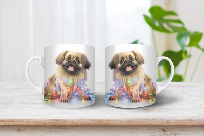 pekingi palotapincsi mintás karácsonyi bögre 2