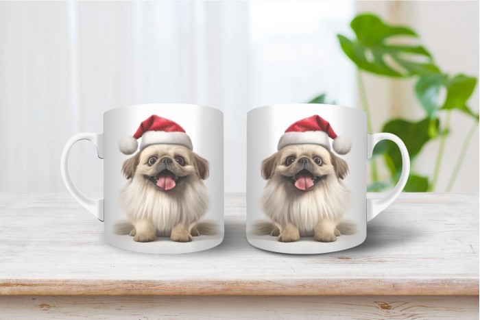 pekingi palotapincsi mintás karácsonyi bögre 2