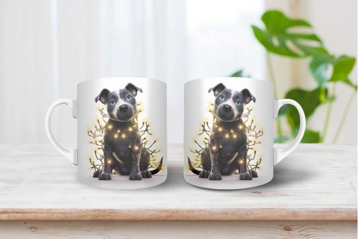 pittbull terrier mintás karácsonyi bögre 2