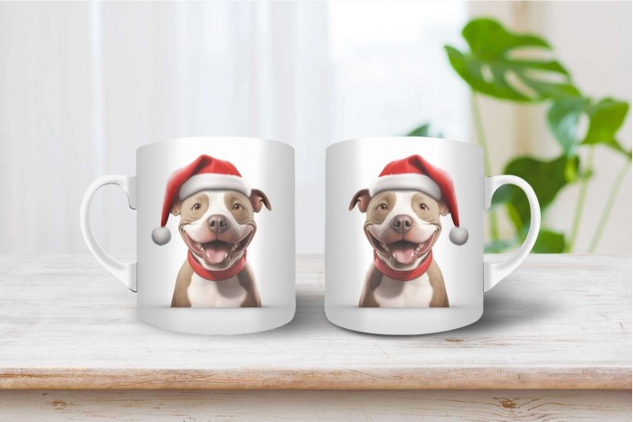 pittbull terrier mintás karácsonyi bögre 2