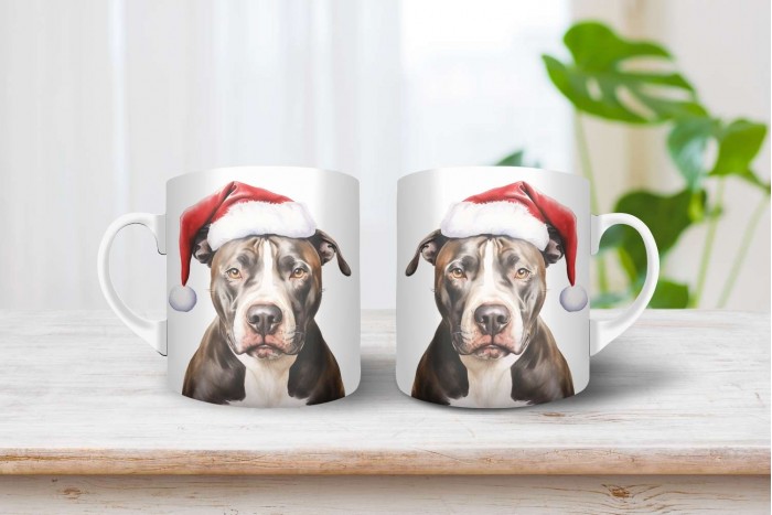 pittbull terrier mintás karácsonyi bögre 2