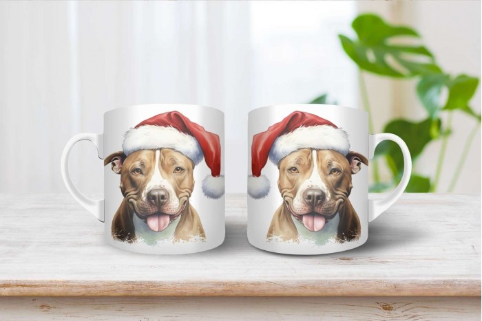 pittbull terrier mintás karácsonyi bögre 2