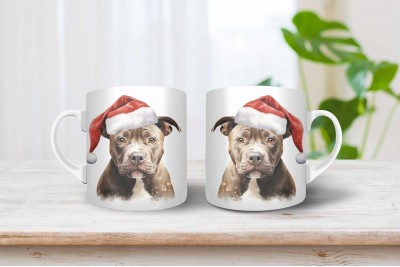 Pittbull terrier mintás karácsonyi bögre