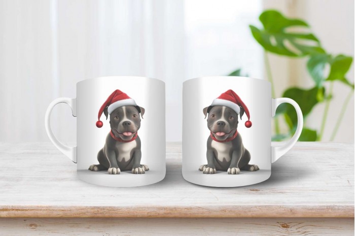 pittbull terrier mintás karácsonyi bögre 2