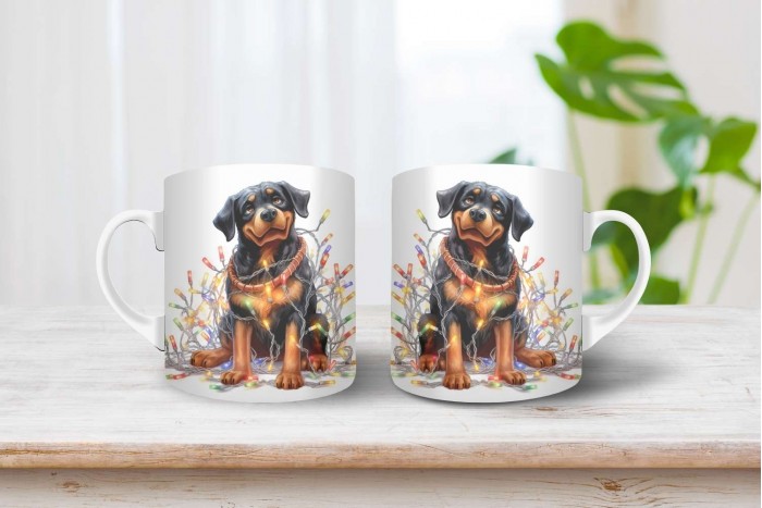 rottweiler mintás karácsonyi bögre 2