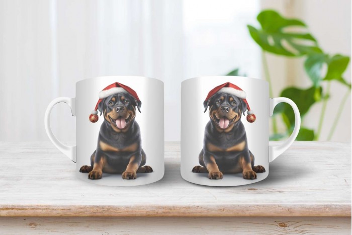 rottweiler mintás karácsonyi bögre 2