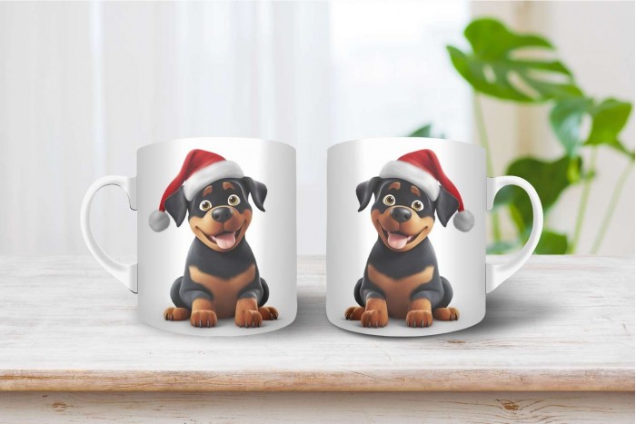rottweiler mintás karácsonyi bögre 2