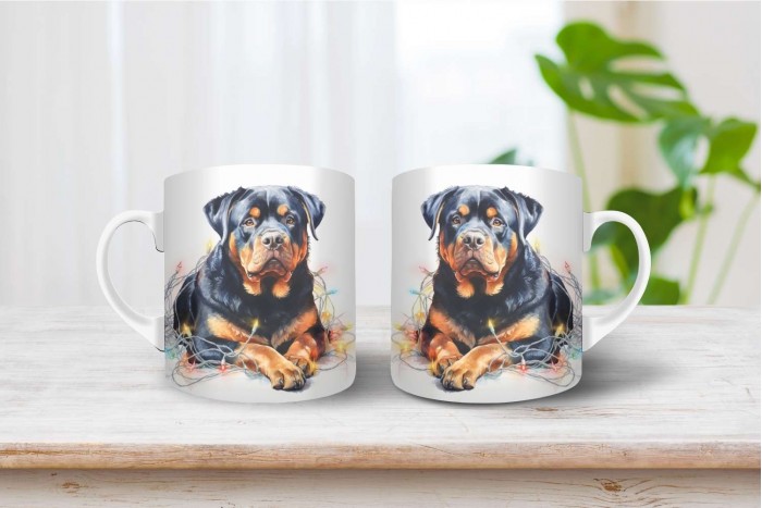 rottweiler mintás karácsonyi bögre 2