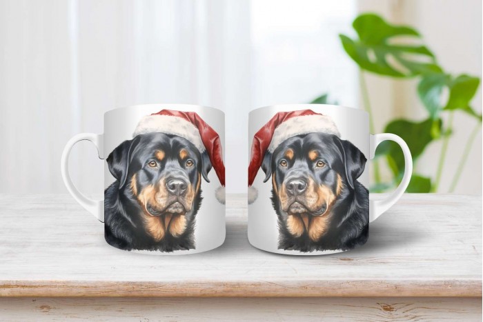 rottweiler mintás karácsonyi bögre 2