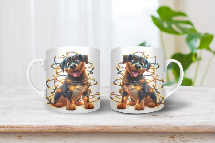 rottweiler mintás karácsonyi bögre 2
