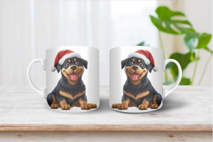 rottweiler mintás karácsonyi bögre 2